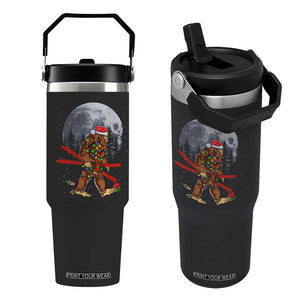 Santa Bigfoot Christmas Flip Straw Tumbler Funny Sasquatch Skiing Snowboard Ski Lover Skier TS10 One Size: 30 oz Black Print Your Wear