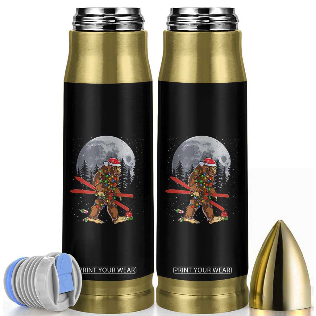 Santa Bigfoot Christmas Bullet Tumbler Funny Sasquatch Skiing Snowboard Ski Lover Skier TS10 Black Print Your Wear