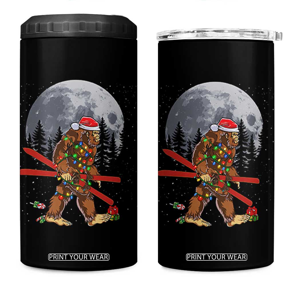 Santa Bigfoot Christmas 4 in 1 Can Cooler Tumbler Funny Sasquatch Skiing Snowboard Ski Lover Skier TS10 One Size: 16 oz Black Print Your Wear