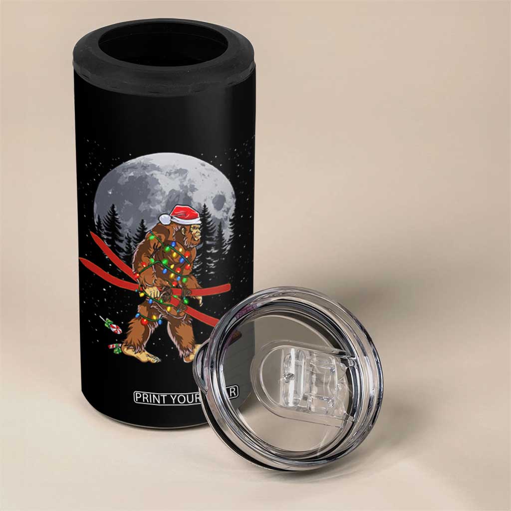 Santa Bigfoot Christmas 4 in 1 Can Cooler Tumbler Funny Sasquatch Skiing Snowboard Ski Lover Skier TS10 Print Your Wear
