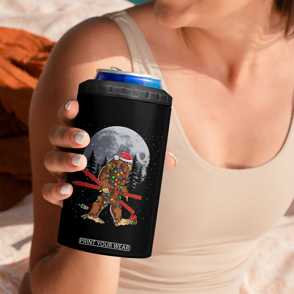 Santa Bigfoot Christmas 4 in 1 Can Cooler Tumbler Funny Sasquatch Skiing Snowboard Ski Lover Skier TS10 Print Your Wear