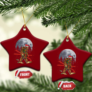 Santa Bigfoot Christmas Ceramic Ornament Funny Sasquatch Skiing Snowboard Ski Lover Skier TS10 Print Your Wear