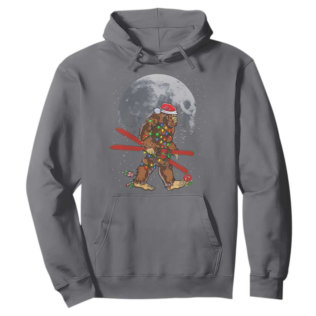 Santa Bigfoot Christmas Hoodie Funny Sasquatch Skiing Snowboard Ski Lover Skier TS10 Charcoal Print Your Wear