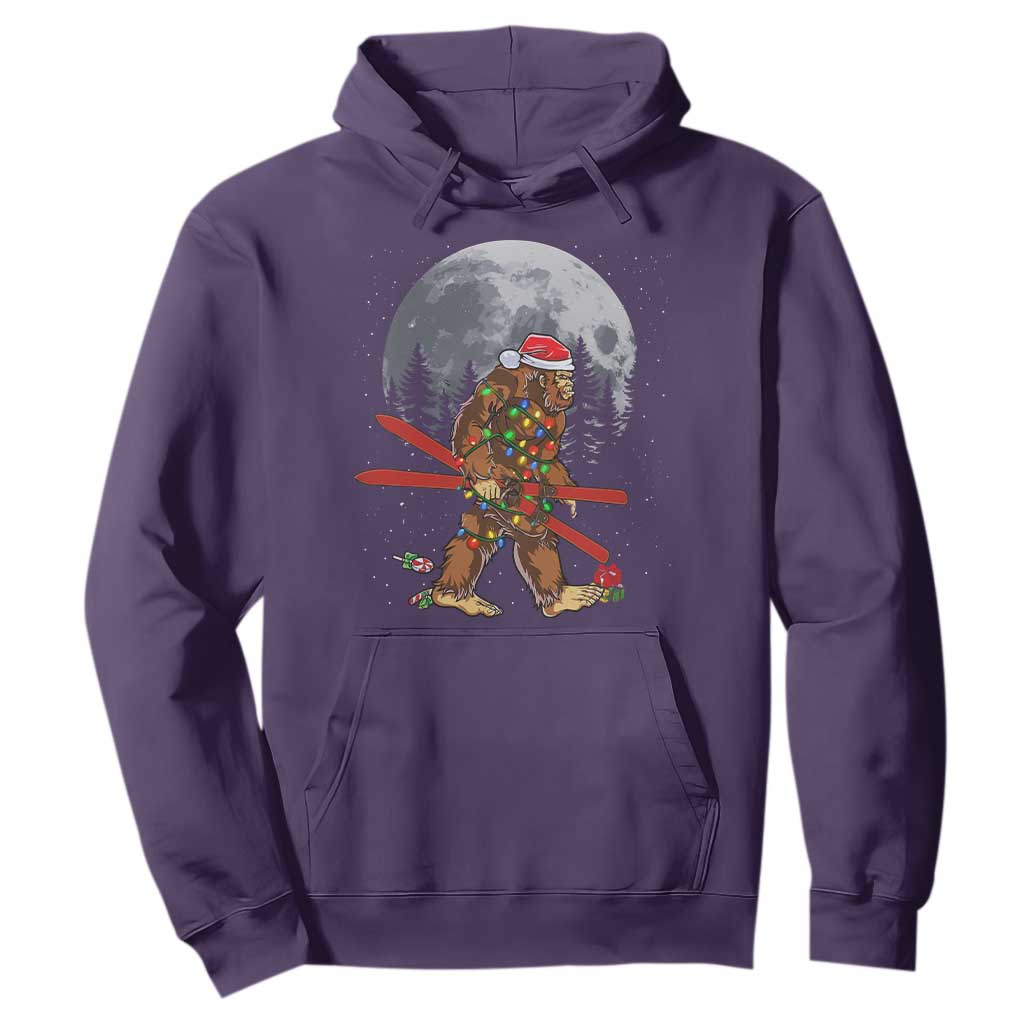 Santa Bigfoot Christmas Hoodie Funny Sasquatch Skiing Snowboard Ski Lover Skier TS10 Purple Print Your Wear