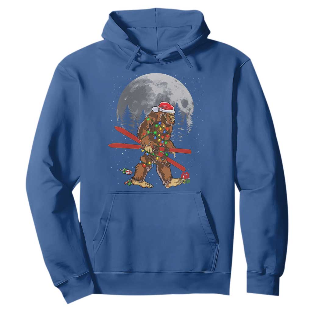 Santa Bigfoot Christmas Hoodie Funny Sasquatch Skiing Snowboard Ski Lover Skier TS10 Royal Blue Print Your Wear