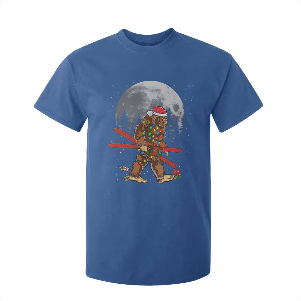 Santa Bigfoot Christmas T Shirt For Kid Funny Sasquatch Skiing Snowboard Ski Lover Skier TS10 Royal Blue Print Your Wear
