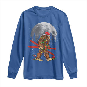 Santa Bigfoot Christmas Long Sleeve Shirt Funny Sasquatch Skiing Snowboard Ski Lover Skier TS10 Royal Blue Print Your Wear