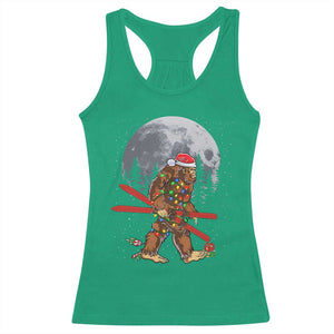 Santa Bigfoot Christmas Racerback Tank Top Funny Sasquatch Skiing Snowboard Ski Lover Skier - Print Your Wear