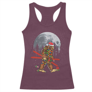 Santa Bigfoot Christmas Racerback Tank Top Funny Sasquatch Skiing Snowboard Ski Lover Skier TS10 Maroon Print Your Wear
