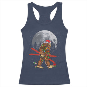 Santa Bigfoot Christmas Racerback Tank Top Funny Sasquatch Skiing Snowboard Ski Lover Skier - Print Your Wear