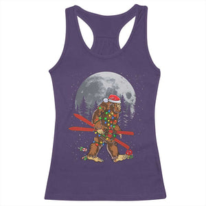 Santa Bigfoot Christmas Racerback Tank Top Funny Sasquatch Skiing Snowboard Ski Lover Skier - Print Your Wear
