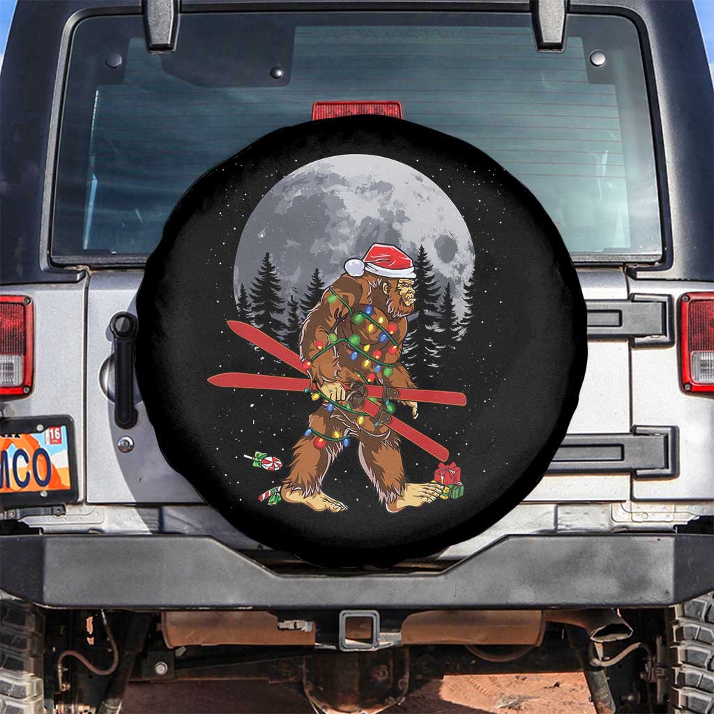 Santa Bigfoot Christmas Spare Tire Cover Funny Sasquatch Skiing Snowboard Ski Lover Skier TS10 No hole Black Print Your Wear