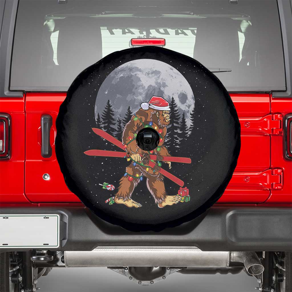 Santa Bigfoot Christmas Spare Tire Cover Funny Sasquatch Skiing Snowboard Ski Lover Skier TS10 Black Print Your Wear