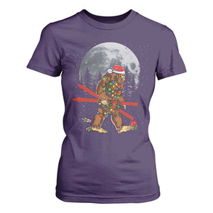 Santa Bigfoot Christmas T Shirt For Women Funny Sasquatch Skiing Snowboard Ski Lover Skier TS10 Purple Print Your Wear