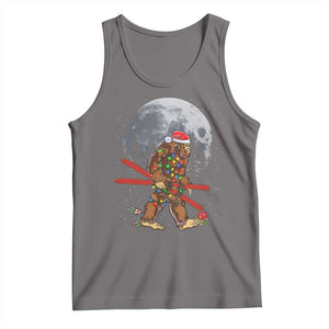 Santa Bigfoot Christmas Tank Top Funny Sasquatch Skiing Snowboard Ski Lover Skier TS10 Deep Heather Print Your Wear