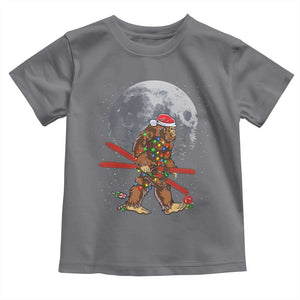 Santa Bigfoot Christmas Toddler T Shirt Funny Sasquatch Skiing Snowboard Ski Lover Skier TS10 Charcoal Print Your Wear