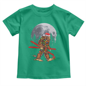 Santa Bigfoot Christmas Toddler T Shirt Funny Sasquatch Skiing Snowboard Ski Lover Skier TS10 Irish Green Print Your Wear