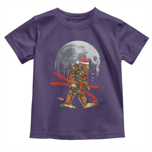 Santa Bigfoot Christmas Toddler T Shirt Funny Sasquatch Skiing Snowboard Ski Lover Skier TS10 Purple Print Your Wear