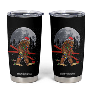Santa Bigfoot Christmas Tumbler Cup Funny Sasquatch Skiing Snowboard Ski Lover Skier TS10 Black Print Your Wear