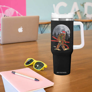 Santa Bigfoot Christmas Tumbler With Handle Funny Sasquatch Skiing Snowboard Ski Lover Skier TS10 Print Your Wear
