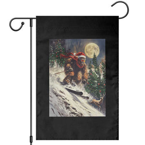 Christmas Bigfoot Skiing Garden Flag Funny Santa Sasquatch Snowboard Ski Lover Skier TS10 Black Print Your Wear