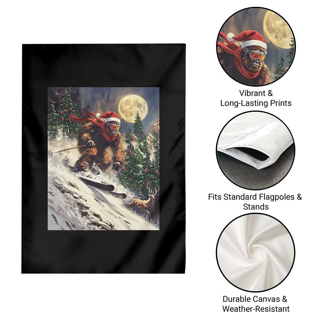 Christmas Bigfoot Skiing Garden Flag Funny Santa Sasquatch Snowboard Ski Lover Skier TS10 Print Your Wear