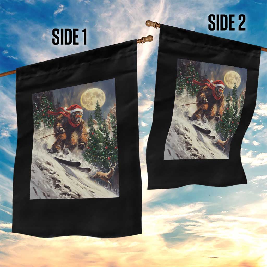 Christmas Bigfoot Skiing Garden Flag Funny Santa Sasquatch Snowboard Ski Lover Skier TS10 Print Your Wear