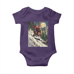 Christmas Bigfoot Skiing Baby Onesie Funny Santa Sasquatch Snowboard Ski Lover Skier TS10 Purple Print Your Wear