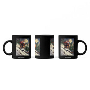 Christmas Bigfoot Skiing Coffee Mug Funny Santa Sasquatch Snowboard Ski Lover Skier TS10 Print Your Wear