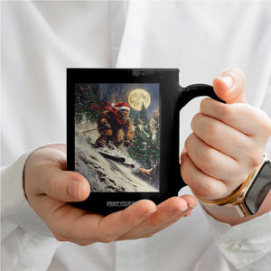 Christmas Bigfoot Skiing Coffee Mug Funny Santa Sasquatch Snowboard Ski Lover Skier TS10 Print Your Wear