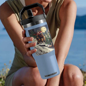 Christmas Bigfoot Skiing Flip Straw Tumbler Funny Santa Sasquatch Snowboard Ski Lover Skier TS10 One Size: 30 oz Light Blue Print Your Wear