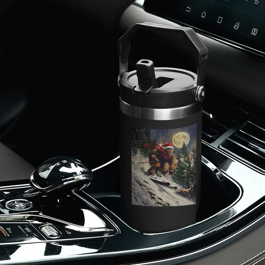 Christmas Bigfoot Skiing Flip Straw Tumbler Funny Santa Sasquatch Snowboard Ski Lover Skier TS10 Print Your Wear