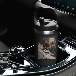 Christmas Bigfoot Skiing Flip Straw Tumbler Funny Santa Sasquatch Snowboard Ski Lover Skier TS10 Print Your Wear