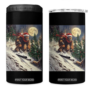 Christmas Bigfoot Skiing 4 in 1 Can Cooler Tumbler Funny Santa Sasquatch Snowboard Ski Lover Skier TS10 One Size: 16 oz Black Print Your Wear
