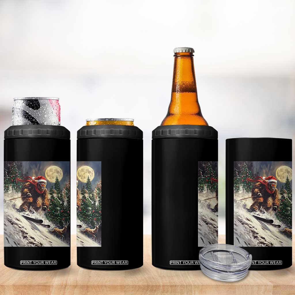 Christmas Bigfoot Skiing 4 in 1 Can Cooler Tumbler Funny Santa Sasquatch Snowboard Ski Lover Skier TS10 Print Your Wear