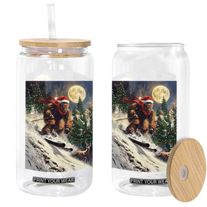 Christmas Bigfoot Skiing Glass Can Funny Santa Sasquatch Snowboard Ski Lover Skier TS10 Print Your Wear