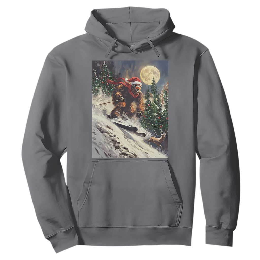 Christmas Bigfoot Skiing Hoodie Funny Santa Sasquatch Snowboard Ski Lover Skier TS10 Charcoal Print Your Wear