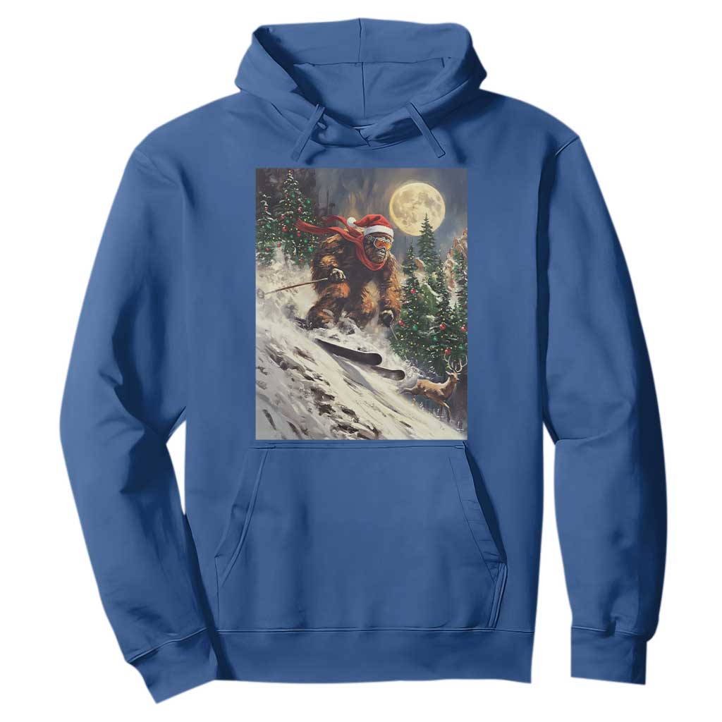 Christmas Bigfoot Skiing Hoodie Funny Santa Sasquatch Snowboard Ski Lover Skier TS10 Royal Blue Print Your Wear