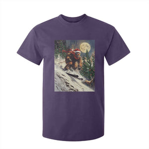 Christmas Bigfoot Skiing T Shirt For Kid Funny Santa Sasquatch Snowboard Ski Lover Skier TS10 Purple Print Your Wear