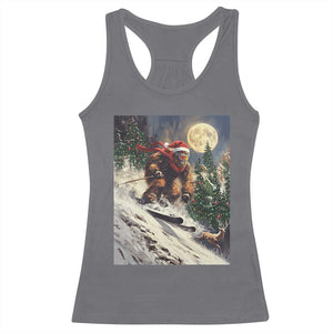 Christmas Bigfoot Skiing Racerback Tank Top Funny Santa Sasquatch Snowboard Ski Lover Skier TS10 Charcoal Print Your Wear