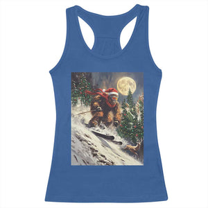 Christmas Bigfoot Skiing Racerback Tank Top Funny Santa Sasquatch Snowboard Ski Lover Skier - Print Your Wear
