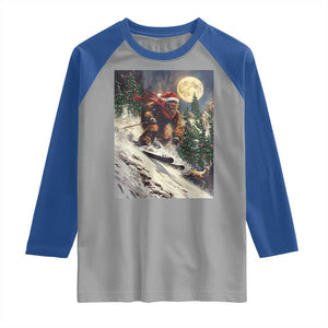Christmas Bigfoot Skiing Raglan Shirt Funny Santa Sasquatch Snowboard Ski Lover Skier TS10 Sport Gray Royal Print Your Wear
