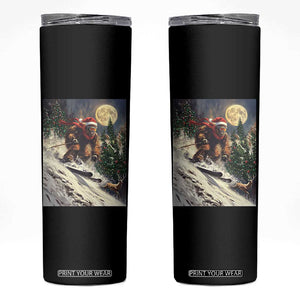 Christmas Bigfoot Skiing Skinny Tumbler Funny Santa Sasquatch Snowboard Ski Lover Skier TS10 Black Print Your Wear