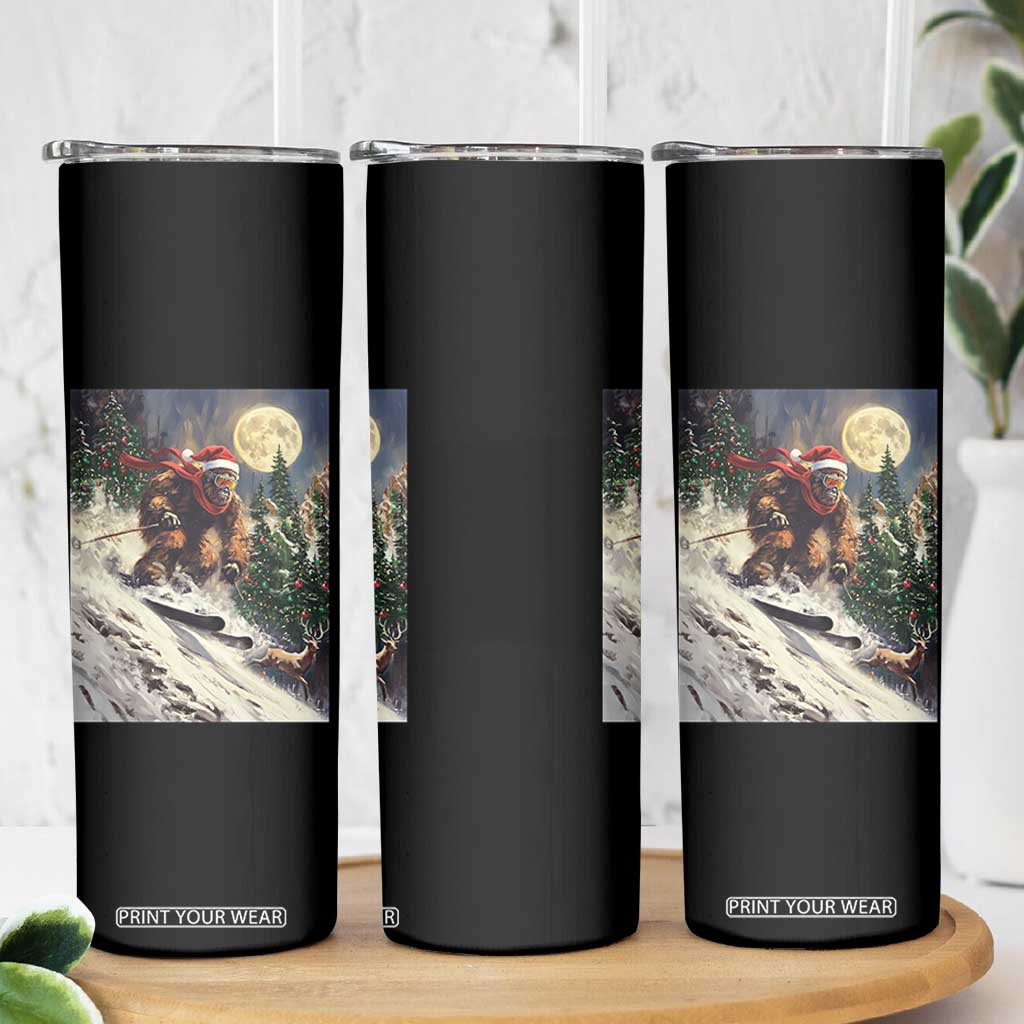 Christmas Bigfoot Skiing Skinny Tumbler Funny Santa Sasquatch Snowboard Ski Lover Skier TS10 Print Your Wear