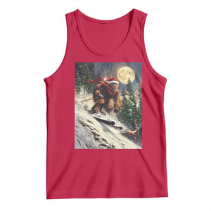 Christmas Bigfoot Skiing Tank Top Funny Santa Sasquatch Snowboard Ski Lover Skier TS10 Red Print Your Wear