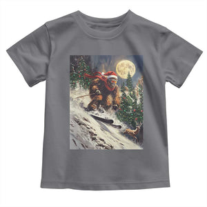Christmas Bigfoot Skiing Toddler T Shirt Funny Santa Sasquatch Snowboard Ski Lover Skier TS10 Charcoal Print Your Wear