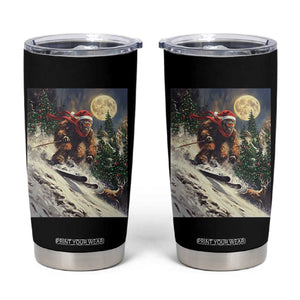 Christmas Bigfoot Skiing Tumbler Cup Funny Santa Sasquatch Snowboard Ski Lover Skier TS10 Black Print Your Wear