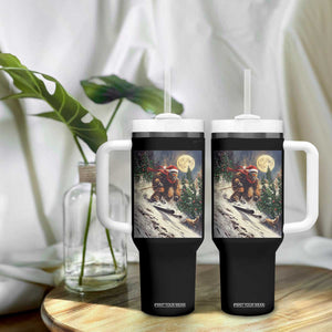 Christmas Bigfoot Skiing Tumbler With Handle Funny Santa Sasquatch Snowboard Ski Lover Skier TS10 Print Your Wear