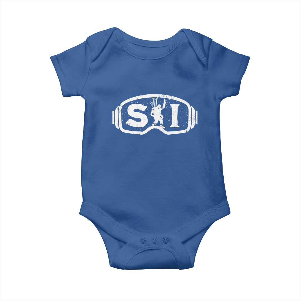 Bigfoot Skiing Baby Onesie Sasquatch Goggles Skiing Snow Ski Lover Skier TS10 Royal Blue Print Your Wear