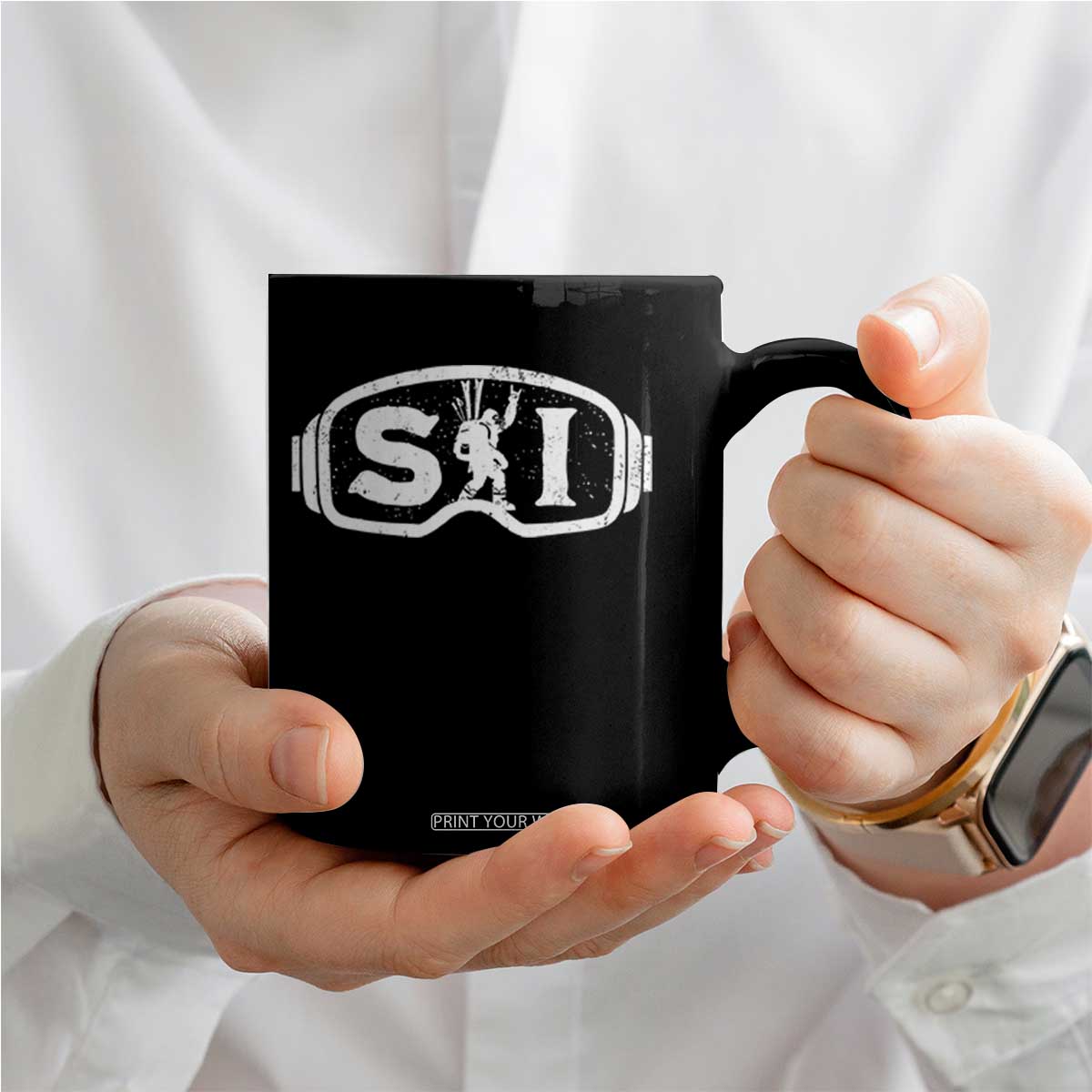 Bigfoot Skiing Coffee Mug Sasquatch Goggles Skiing Snow Ski Lover Skier TS10 Print Your Wear